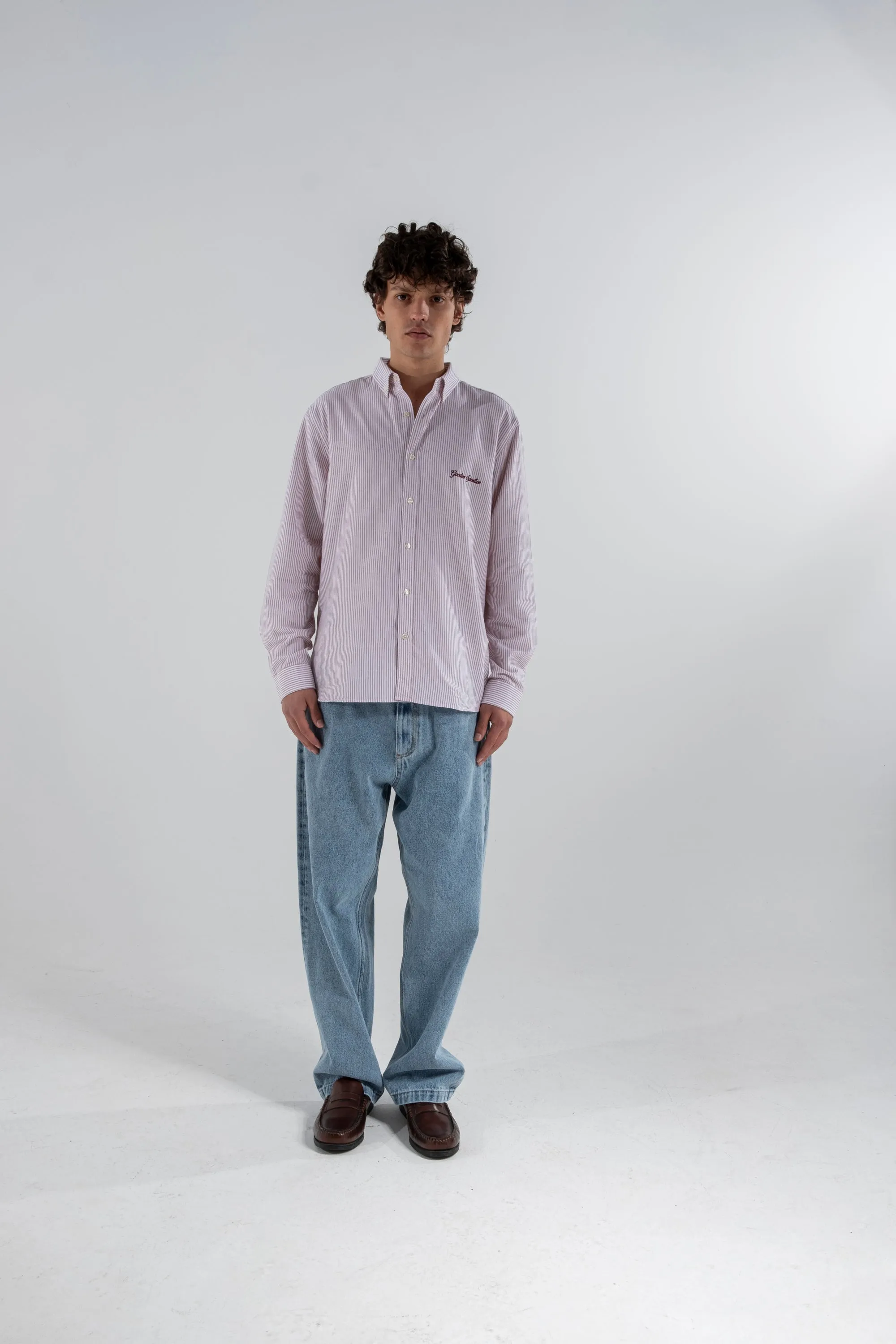 Goodies Sportive - Heritage Oxford Shirt - Burgundy/Ecru