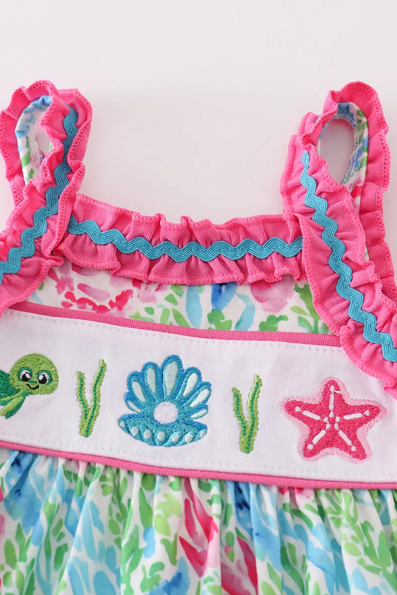 Green Island Breeze Embroidery Girl Bloomer Set