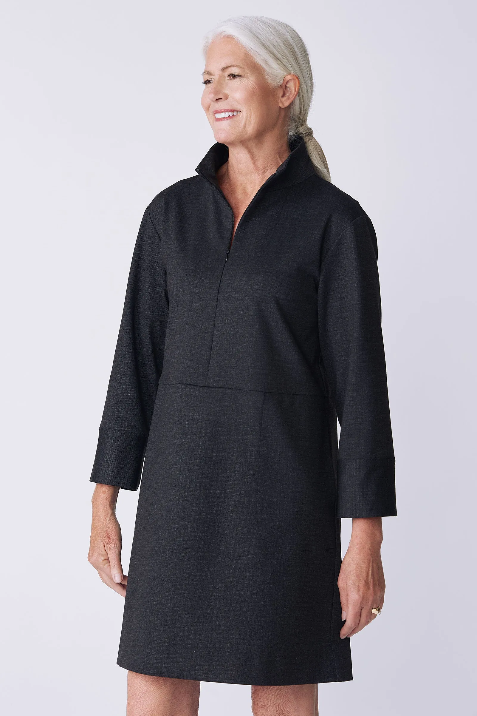 Harper Dress - Charcoal Denim Ponte