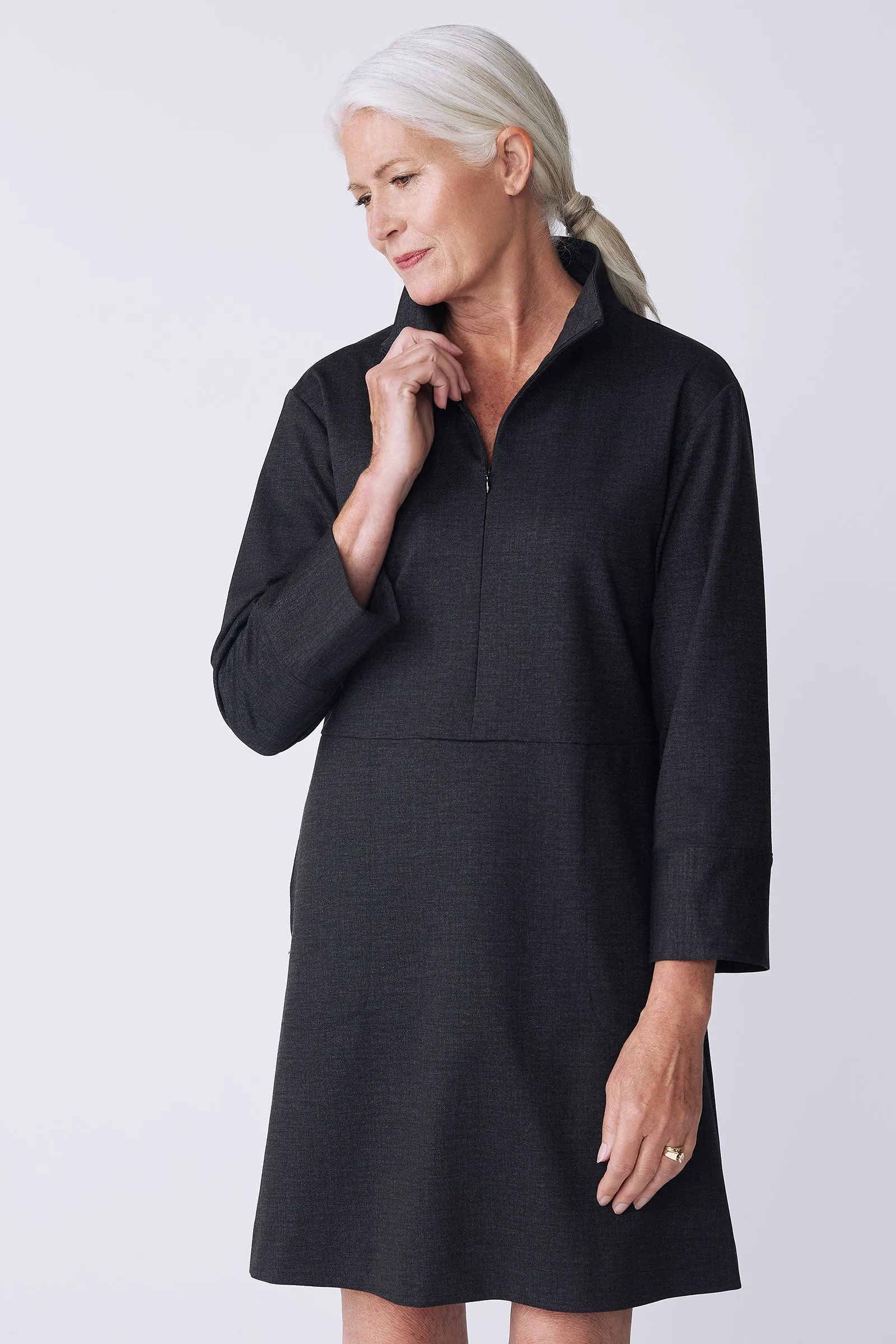 Harper Dress - Charcoal Denim Ponte