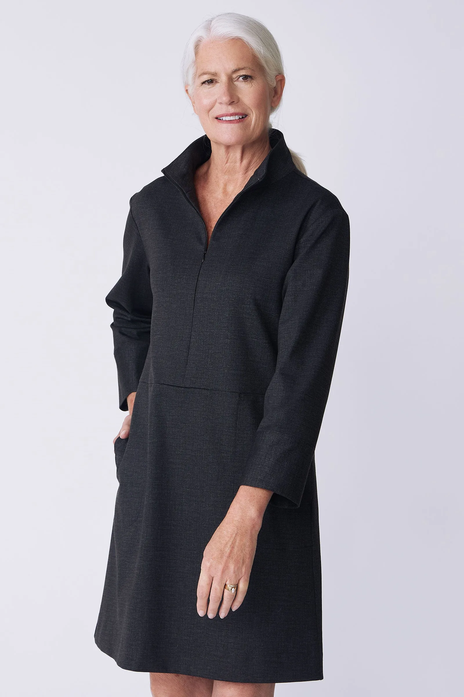 Harper Dress - Charcoal Denim Ponte