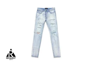 Hibiscus Art Patch Jeans "Light Indigo"