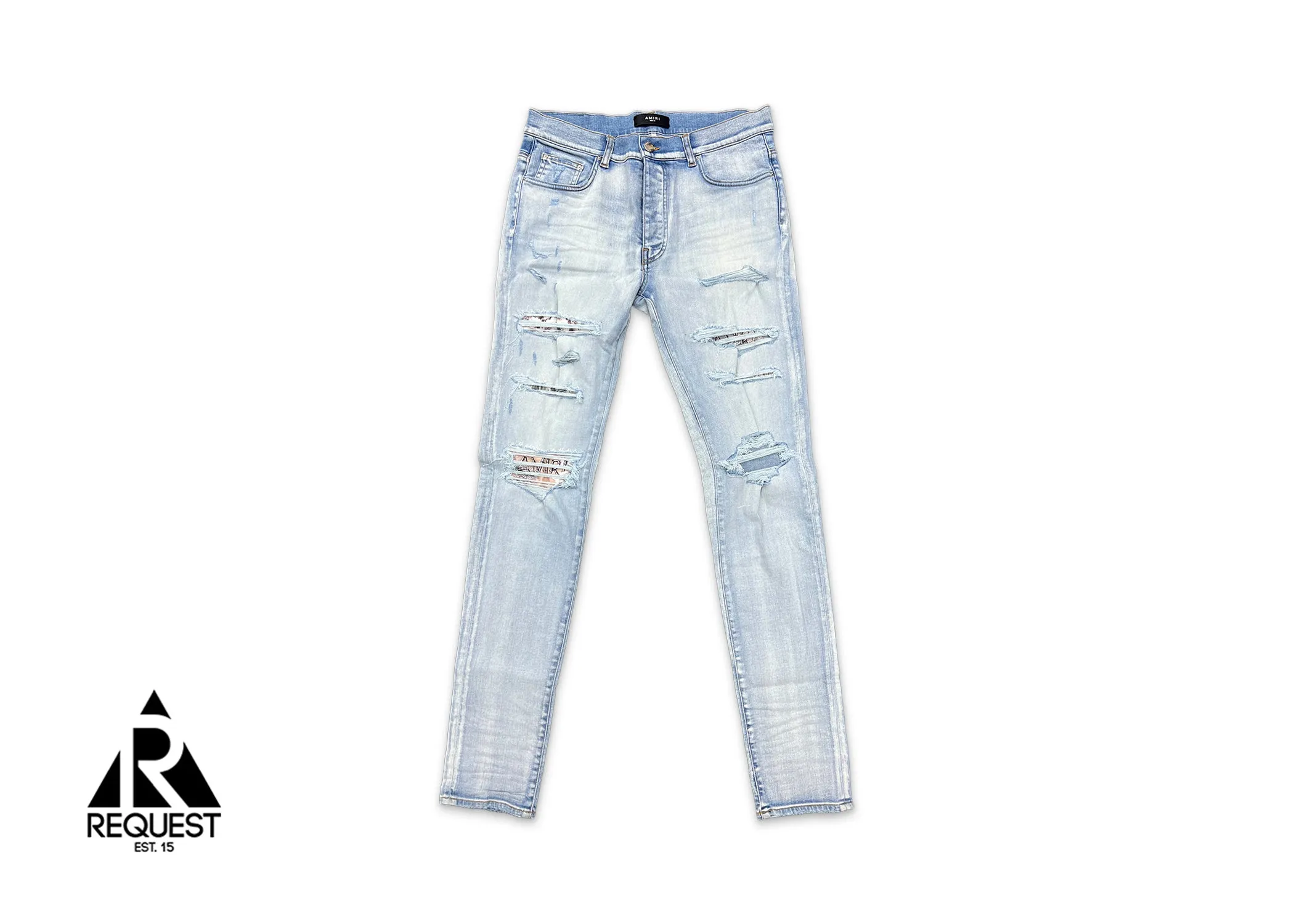 Hibiscus Art Patch Jeans "Light Indigo"