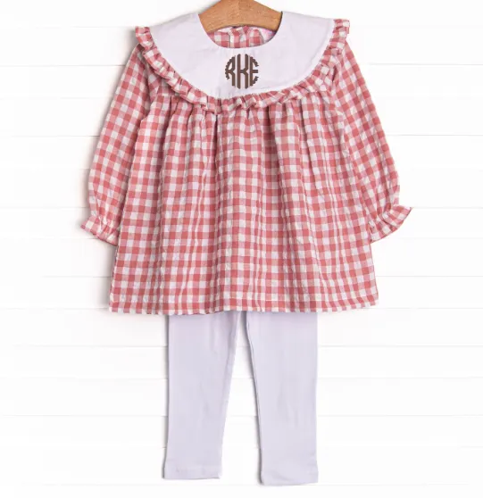 Hillside Orchard Bib Legging Set, Red Check