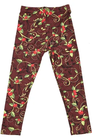 Holly Kids Christmas Leggings