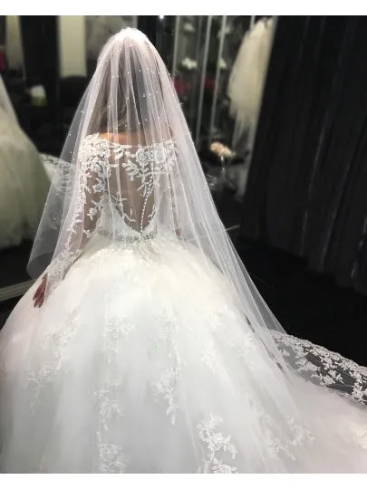 Illusion Back Long Sleeves Lace Wedding Dresses