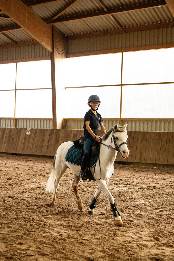 Kids' Horse Riding Light Legging 100 - Petrol Blue/Navy Blue
