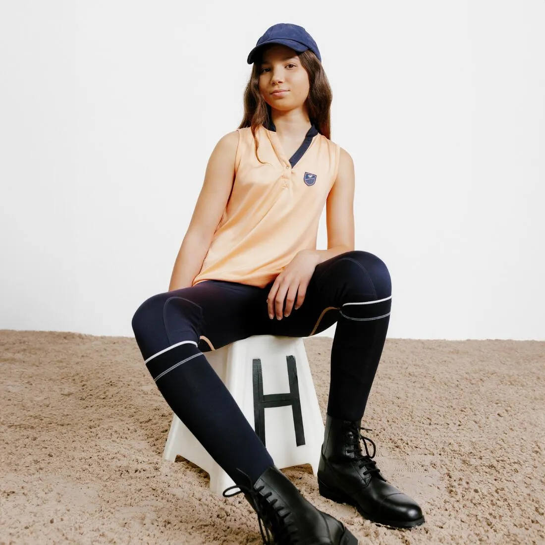 Kids' Horse Riding Light Legging 100 - Petrol Blue/Navy Blue