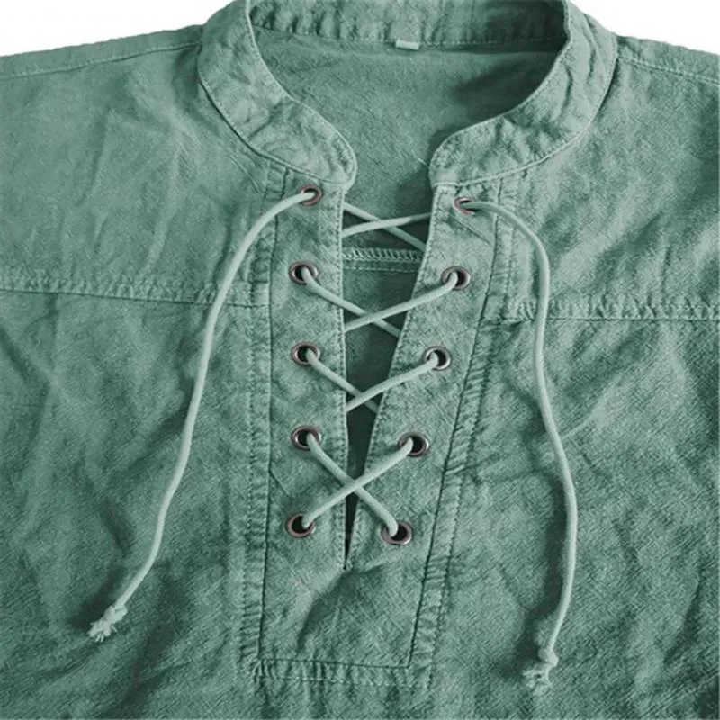 Knight Medieval Tunic Vintage Lace Up Renaissance Roman Shirts Halloween Costume