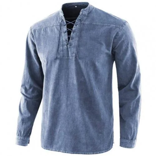 Knight Medieval Tunic Vintage Lace Up Renaissance Roman Shirts Halloween Costume