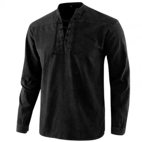 Knight Medieval Tunic Vintage Lace Up Renaissance Roman Shirts Halloween Costume