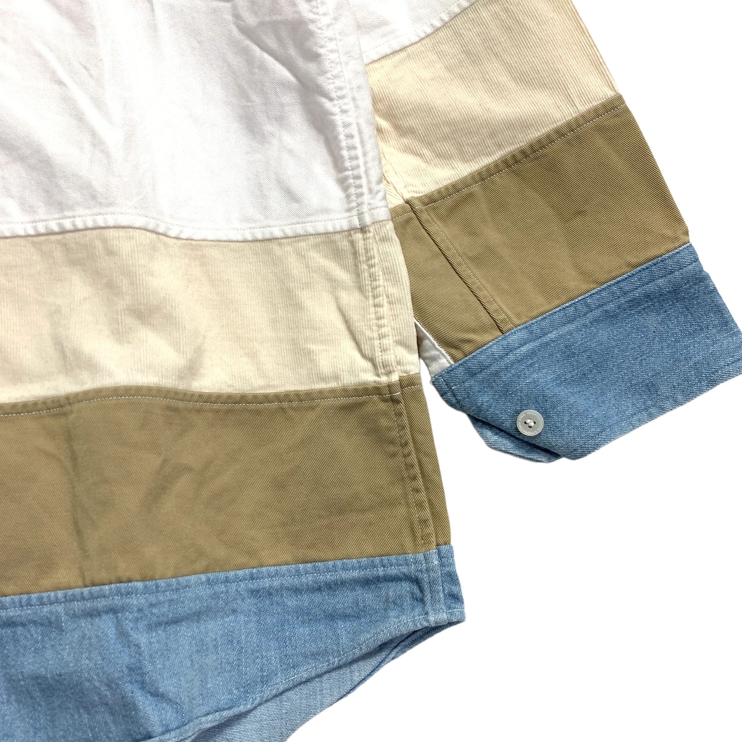[L] Visvim Patchwork Border Panel Quilting Giza Oxford BD Shirt