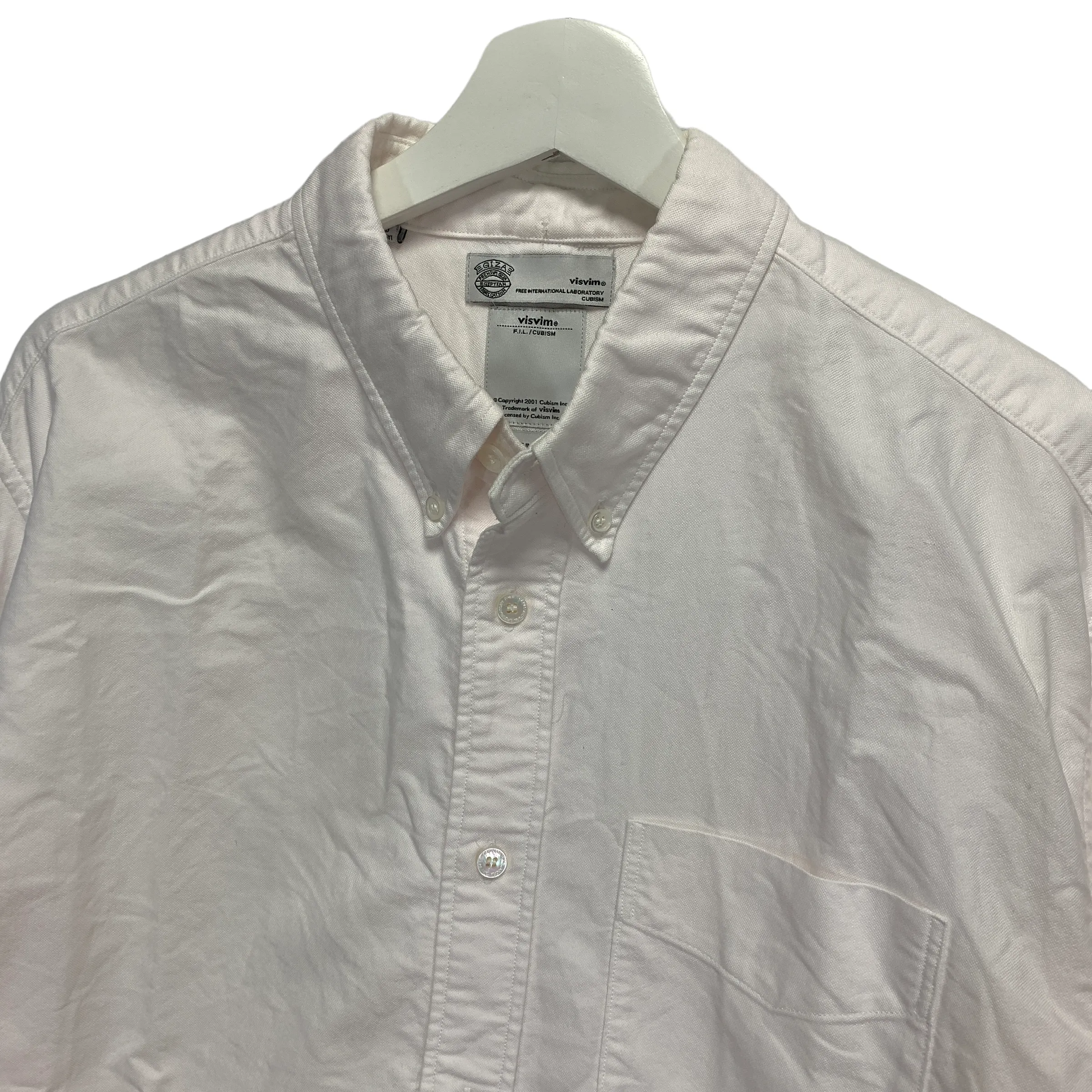 [L] Visvim Patchwork Border Panel Quilting Giza Oxford BD Shirt