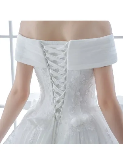 Lace Court Train Ball Gown Wedding Dress