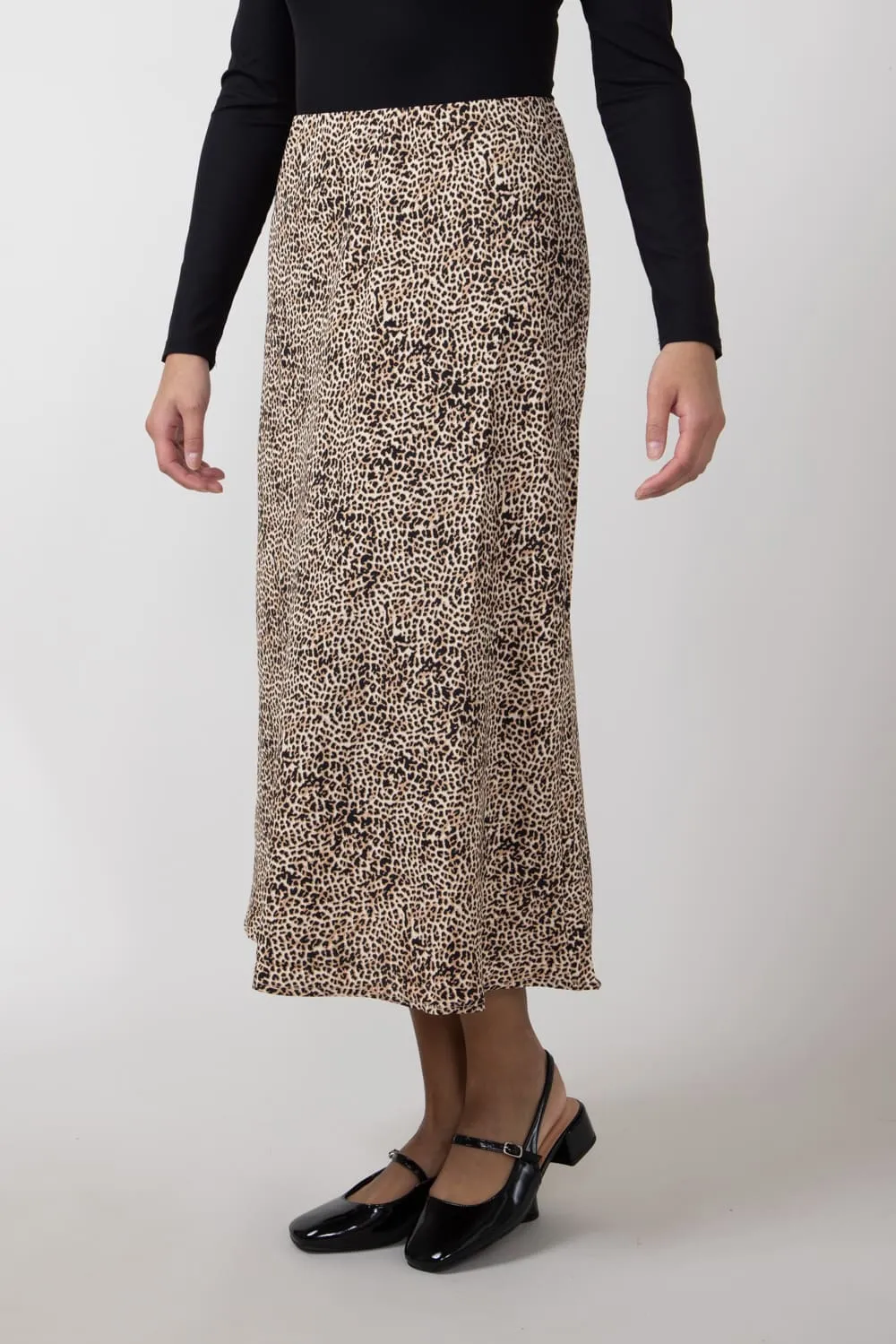 Leopard Print Midi Skirt for Women in Brown  | 71063-BROWNLEOPARD