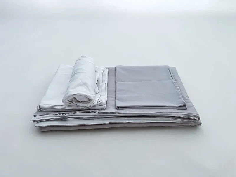 Light Gray and White Toddler Crib Bedding Set