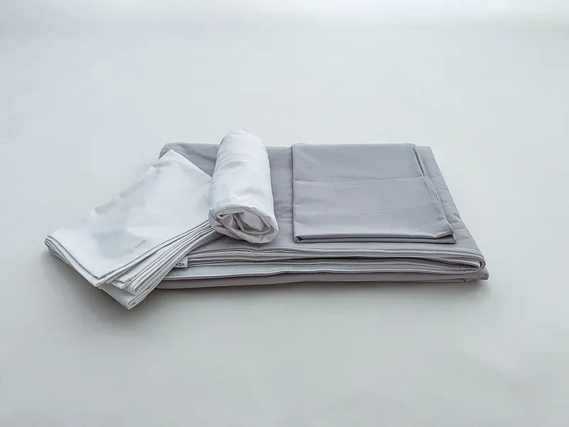 Light Gray and White Toddler Crib Bedding Set