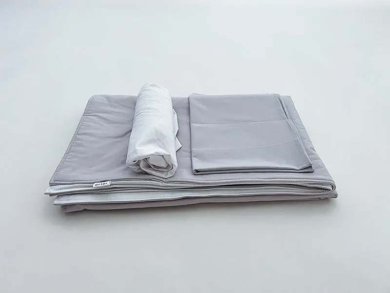 Light Gray and White Toddler Crib Bedding Set