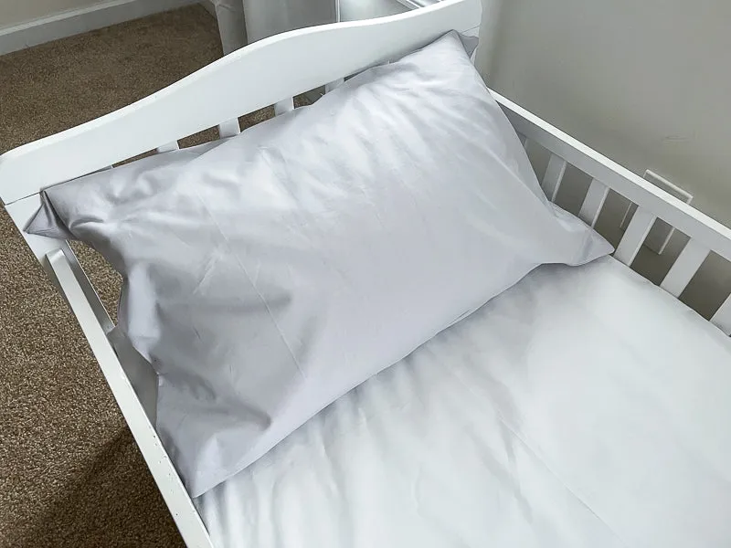 Light Gray and White Toddler Crib Bedding Set