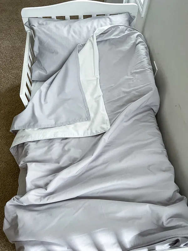 Light Gray and White Toddler Crib Bedding Set