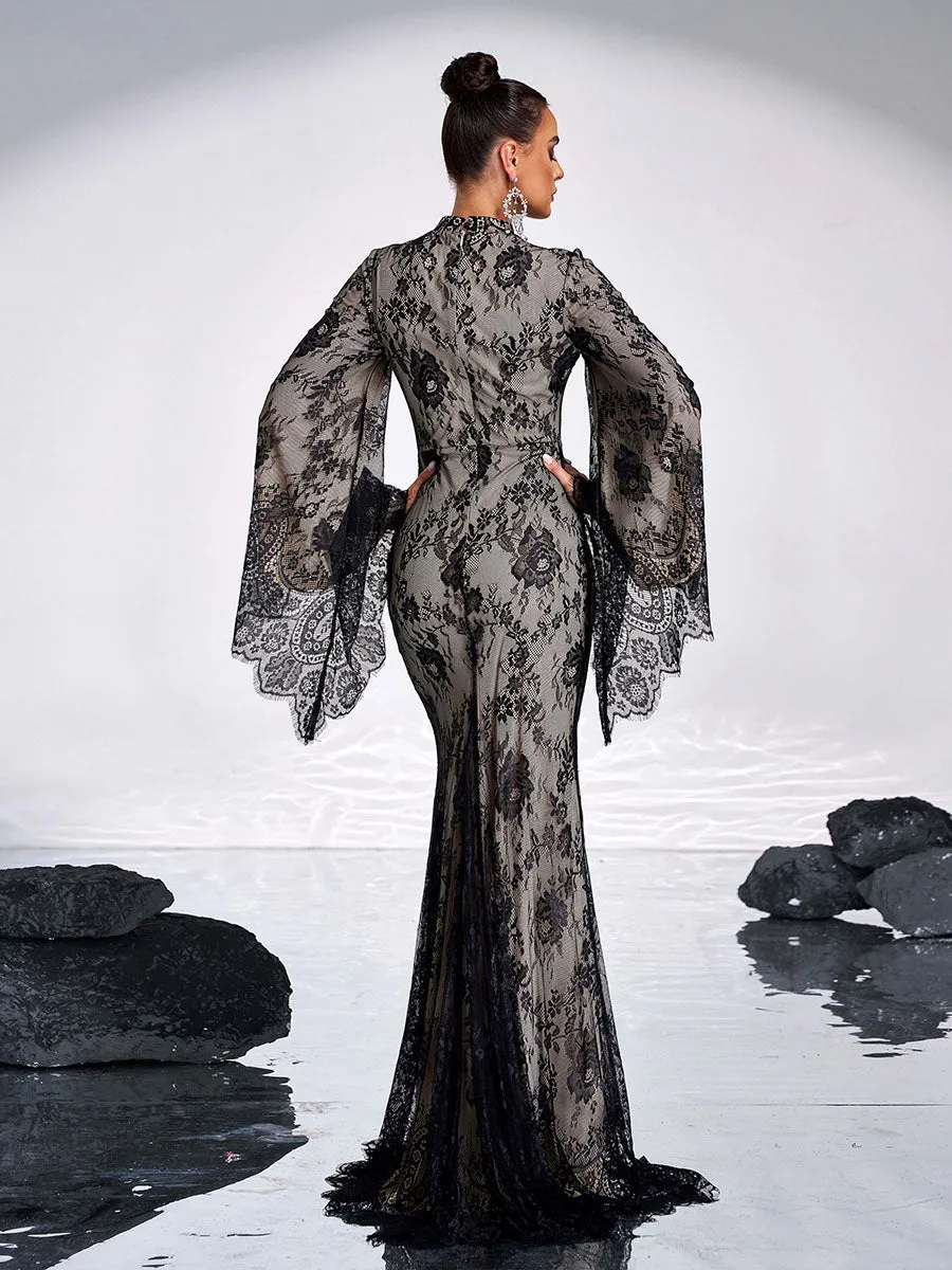 Long Sleeve Lace Evening Dress GM00508