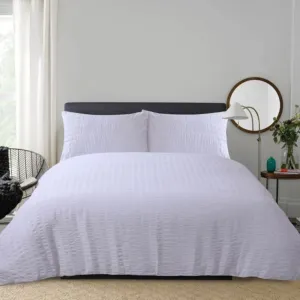 Moda De Casa Seersucker White/Grey Trim