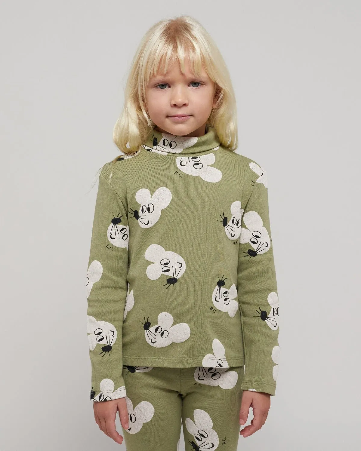 Mouse All Over Turtleneck T-Shirt by Bobo Choses