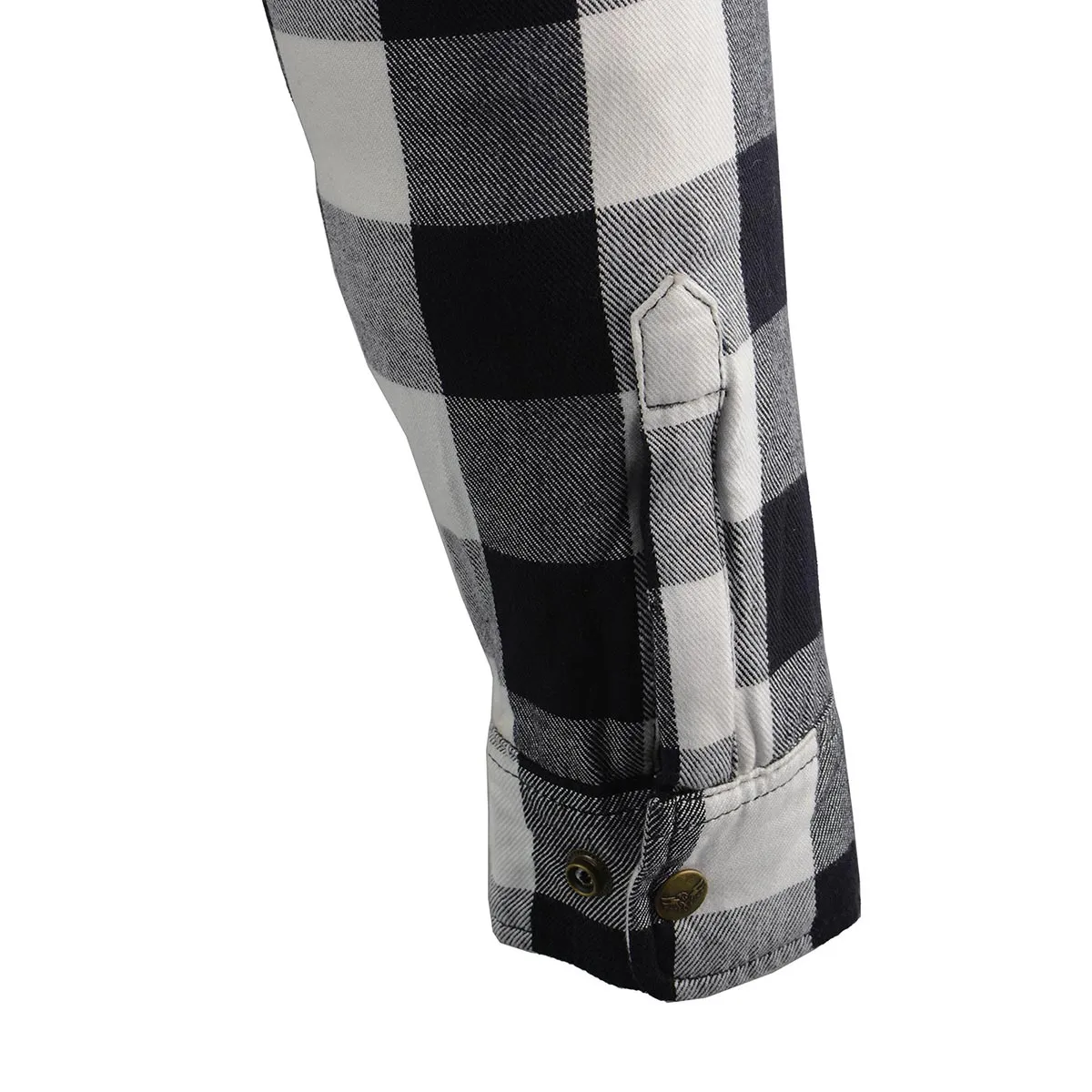 MPM1633 Men's Plaid Flannel Biker Shirt with CE Approved Armor - Reinforced w/ Aramid Fiber