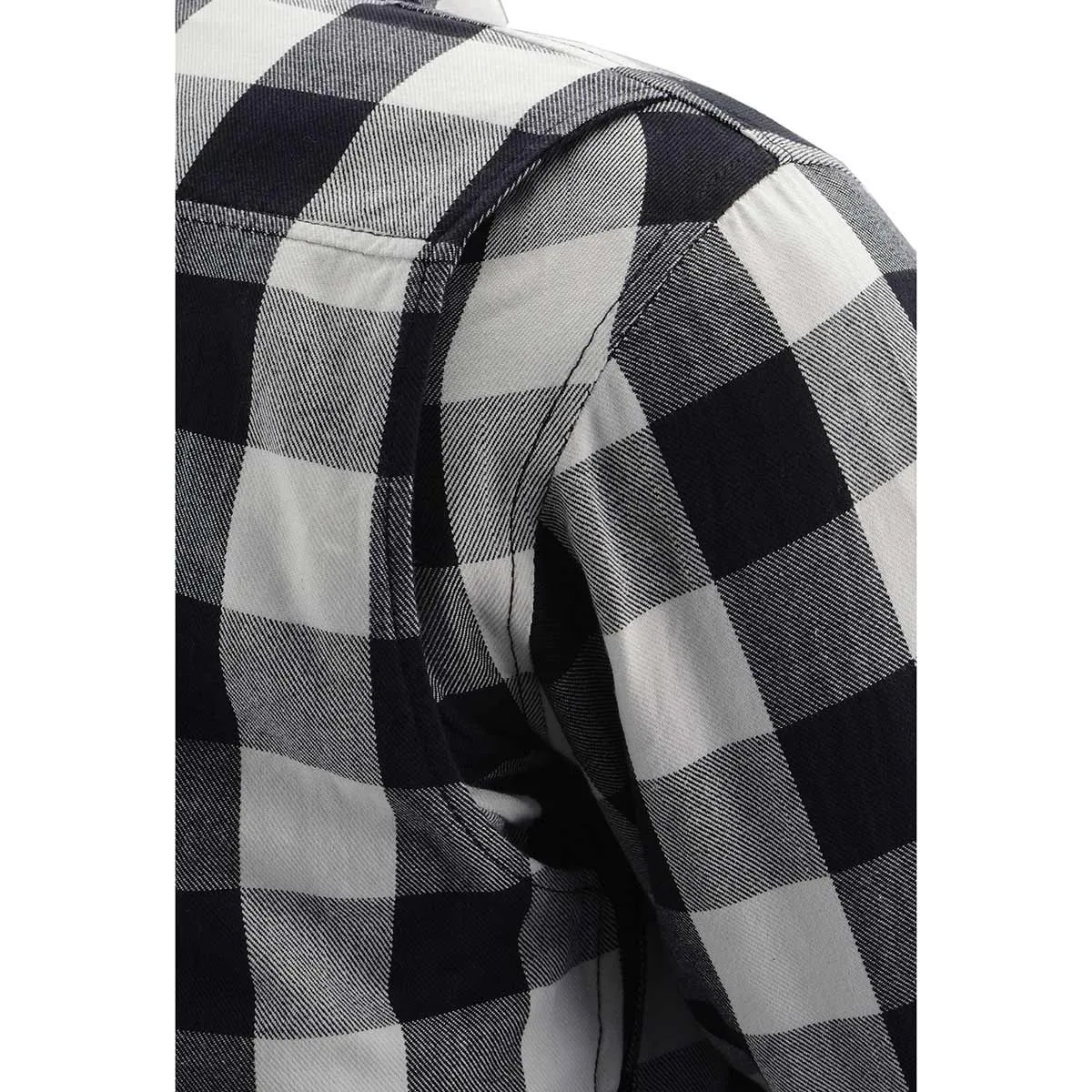 MPM1633 Men's Plaid Flannel Biker Shirt with CE Approved Armor - Reinforced w/ Aramid Fiber