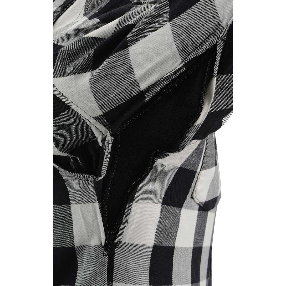 MPM1633 Men's Plaid Flannel Biker Shirt with CE Approved Armor - Reinforced w/ Aramid Fiber