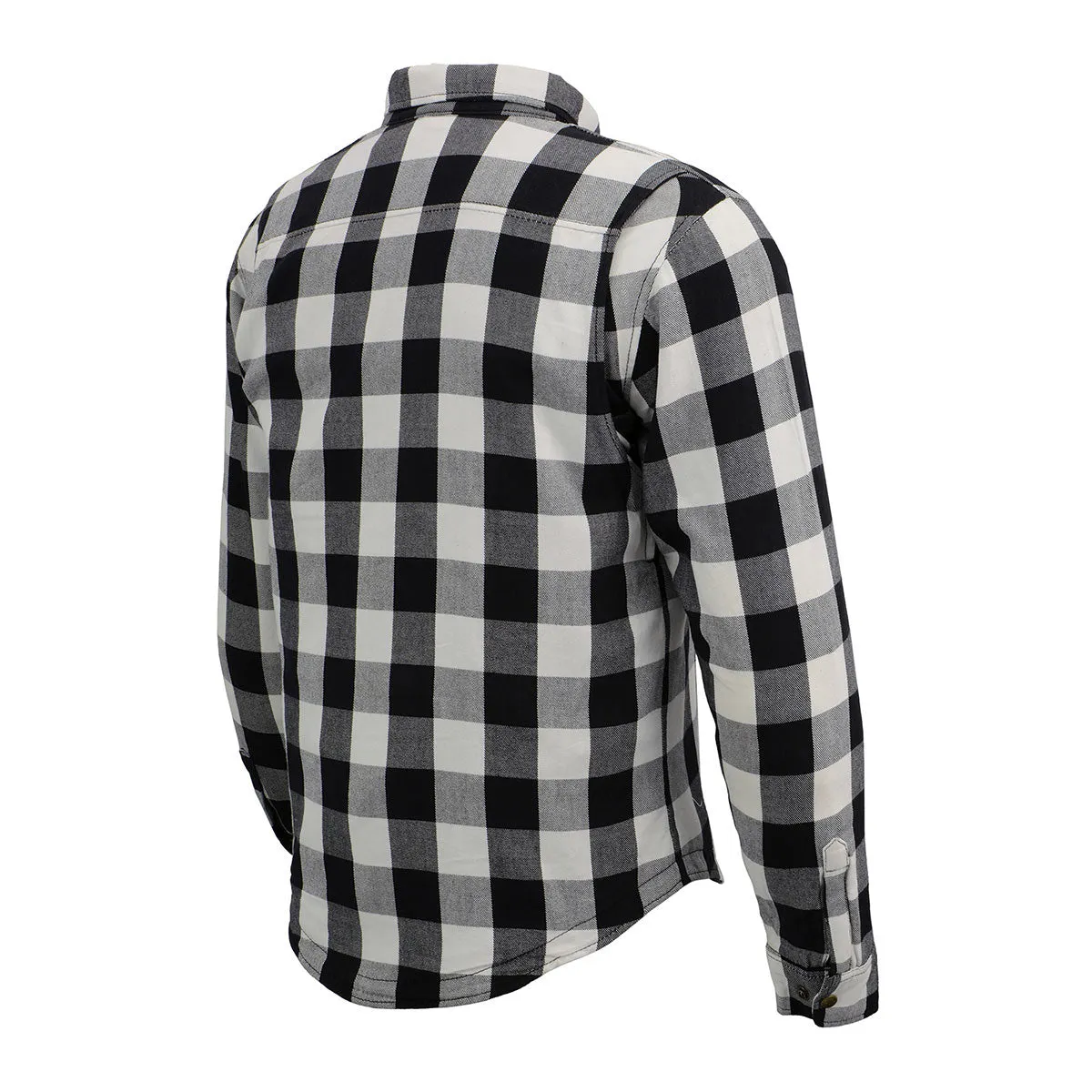 MPM1633 Men's Plaid Flannel Biker Shirt with CE Approved Armor - Reinforced w/ Aramid Fiber