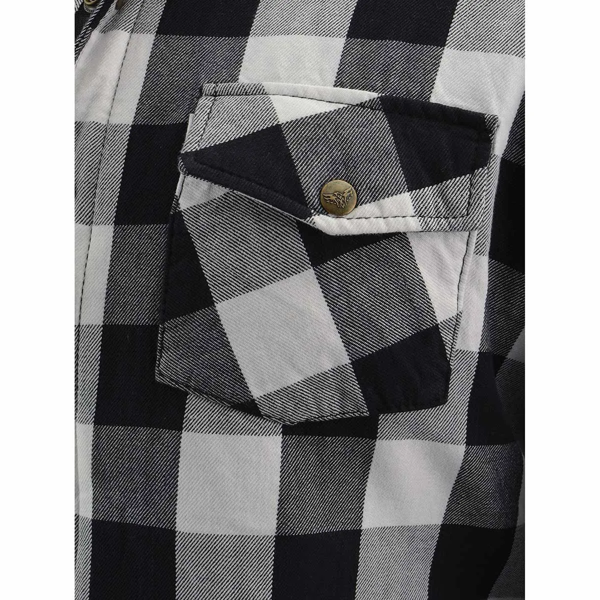 MPM1633 Men's Plaid Flannel Biker Shirt with CE Approved Armor - Reinforced w/ Aramid Fiber