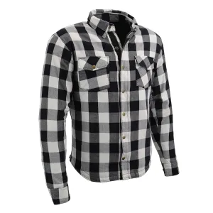 MPM1633 Men's Plaid Flannel Biker Shirt with CE Approved Armor - Reinforced w/ Aramid Fiber