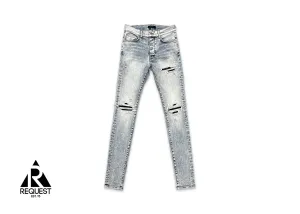 MX1 Black Leather Patch Denim "Light Indigo"