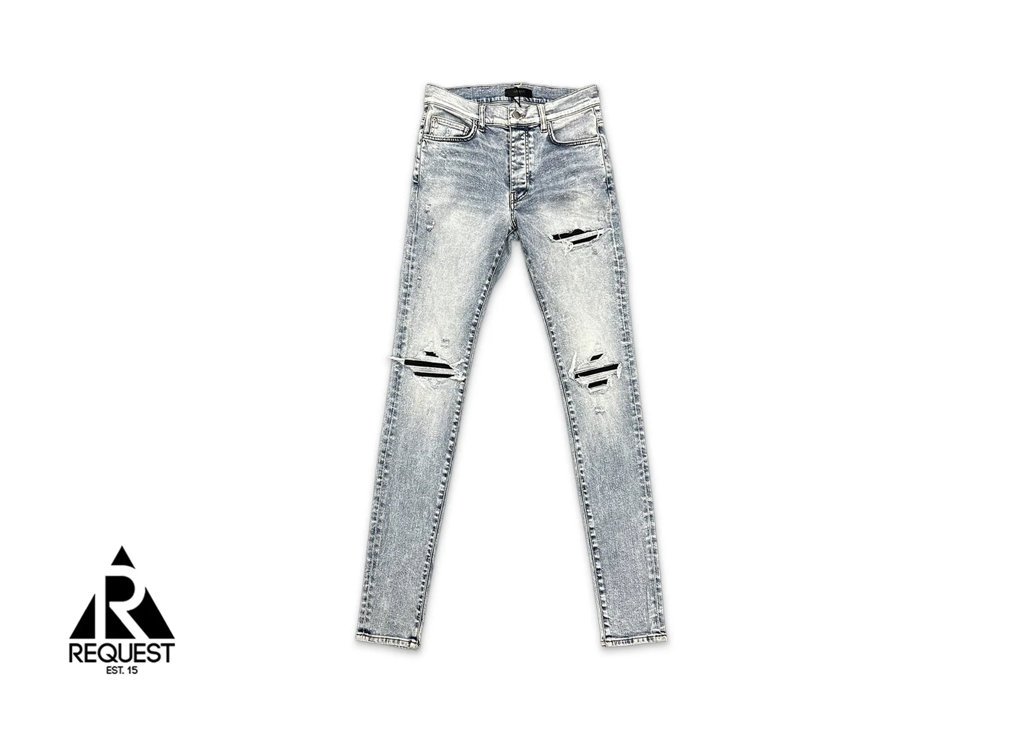 MX1 Black Leather Patch Denim "Light Indigo"