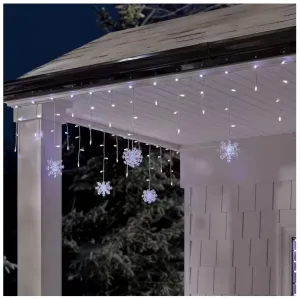 New Home Accents Holiday 70 Cool White Dome LED Icicle with 5 3D Snowflake Lights