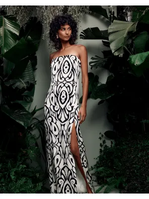 NICHOLAS Axelie Tube Gown in Ivory Inez Print