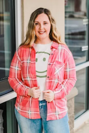 On My Way Flannel in Coral