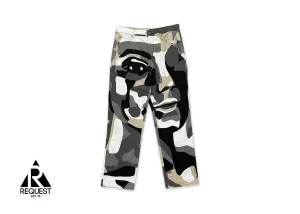 Patchworked Portrait Denim Pants "Beige Black"