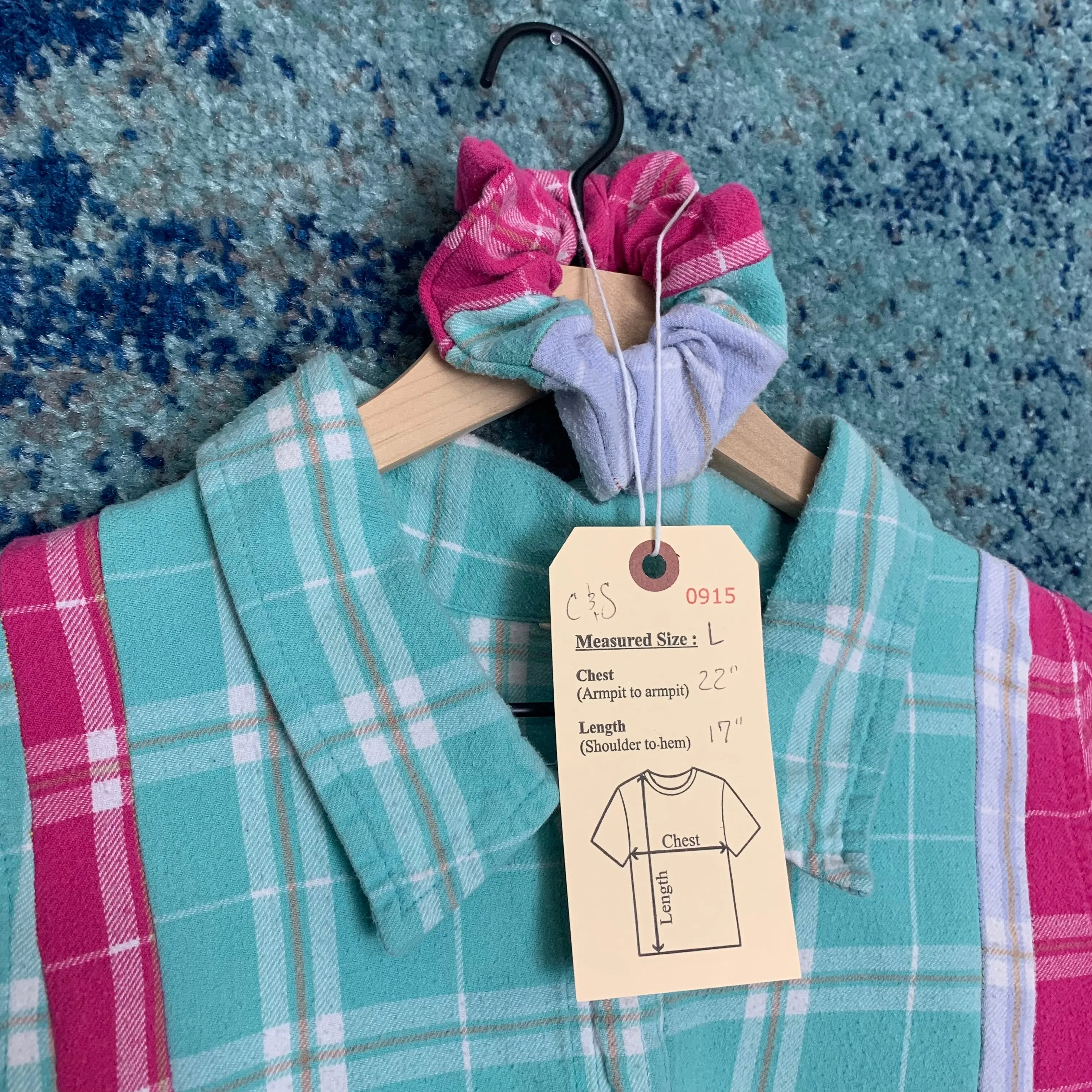 "1 of 1" 3 Piece Plaid Patchwork Crop Top Set (M/L)