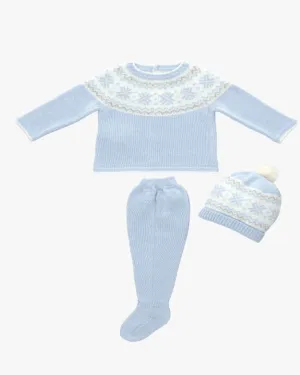 "Carlos" Sky Knitted Pram Set