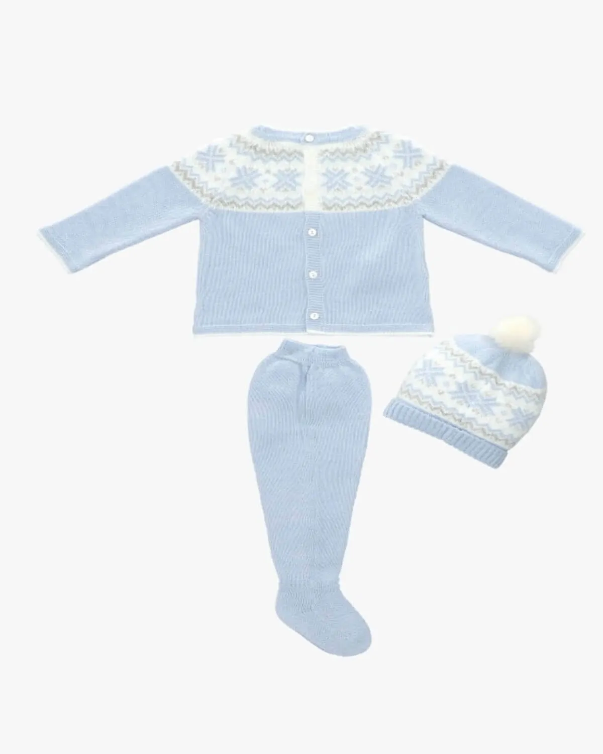"Carlos" Sky Knitted Pram Set