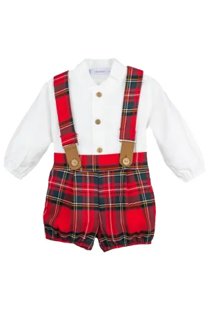 "Grayson" Red Tartan Shirt & Jam Pants with Braces