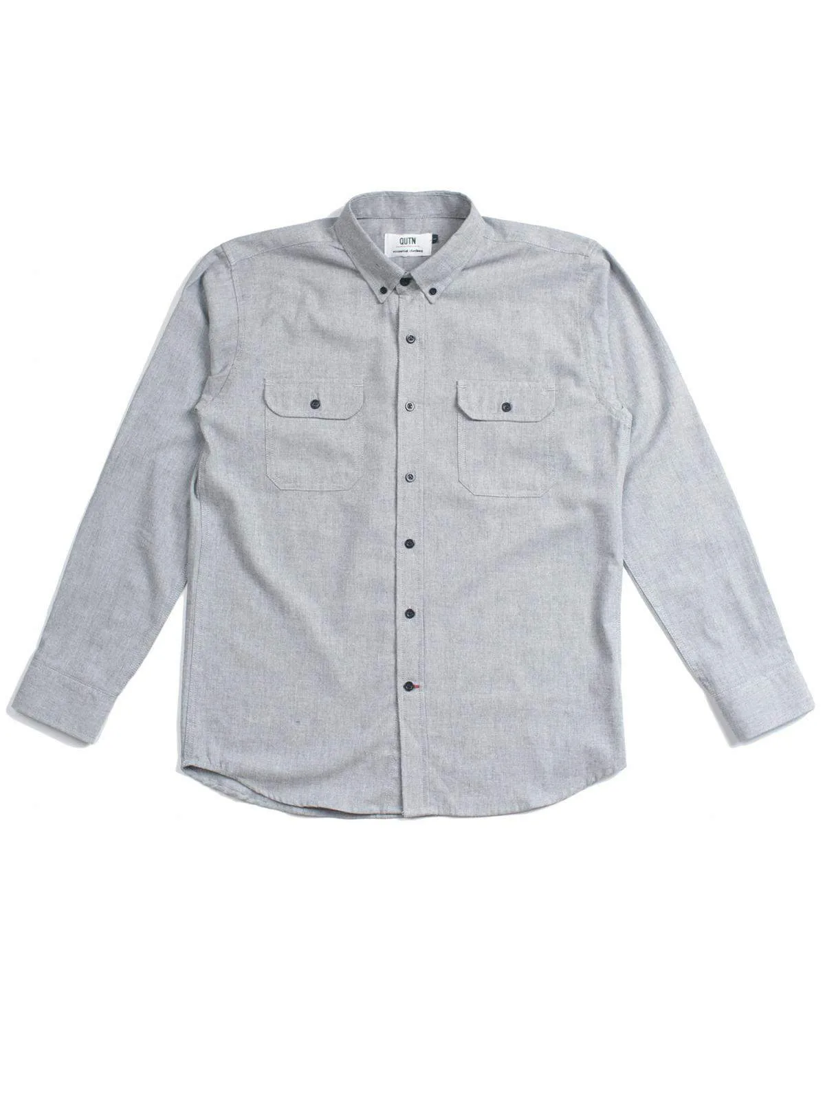 Qutn Button Down LS DP Pumice Flannel Shirt