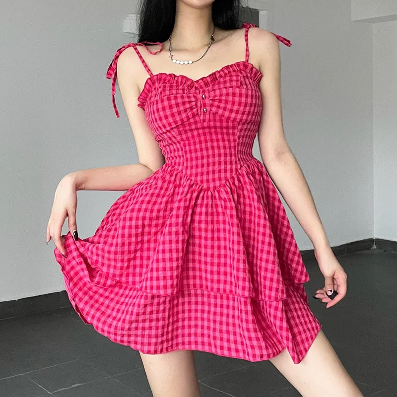 red plaid dress  KF81469