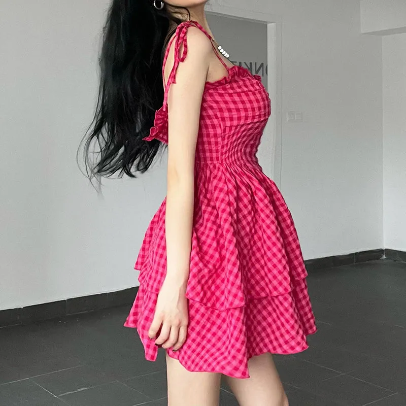 red plaid dress  KF81469