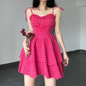 red plaid dress  KF81469
