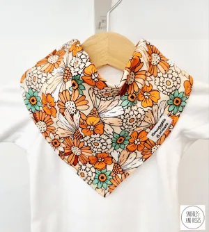 Retro 70's Floral Print Dribble Bib