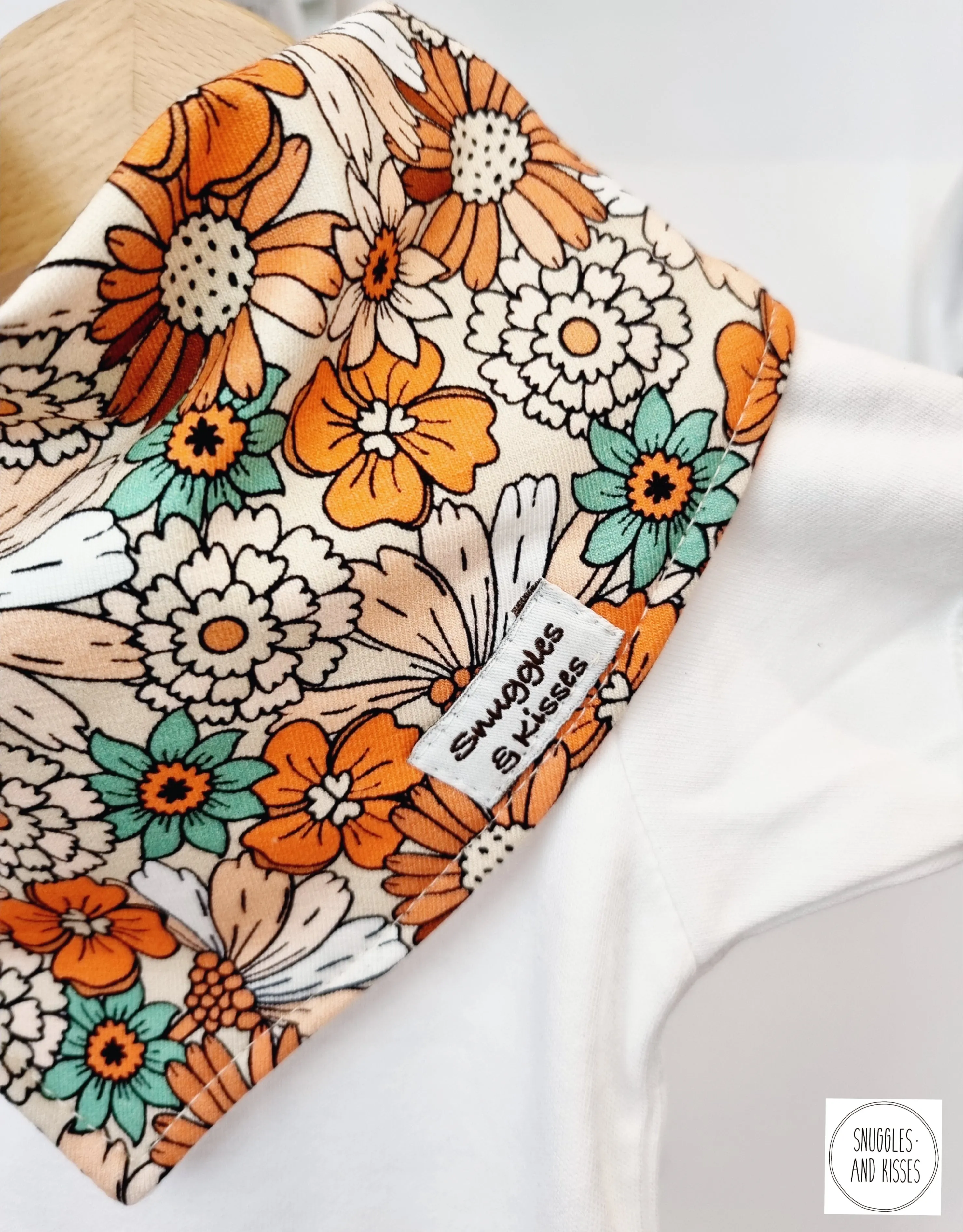 Retro 70's Floral Print Dribble Bib