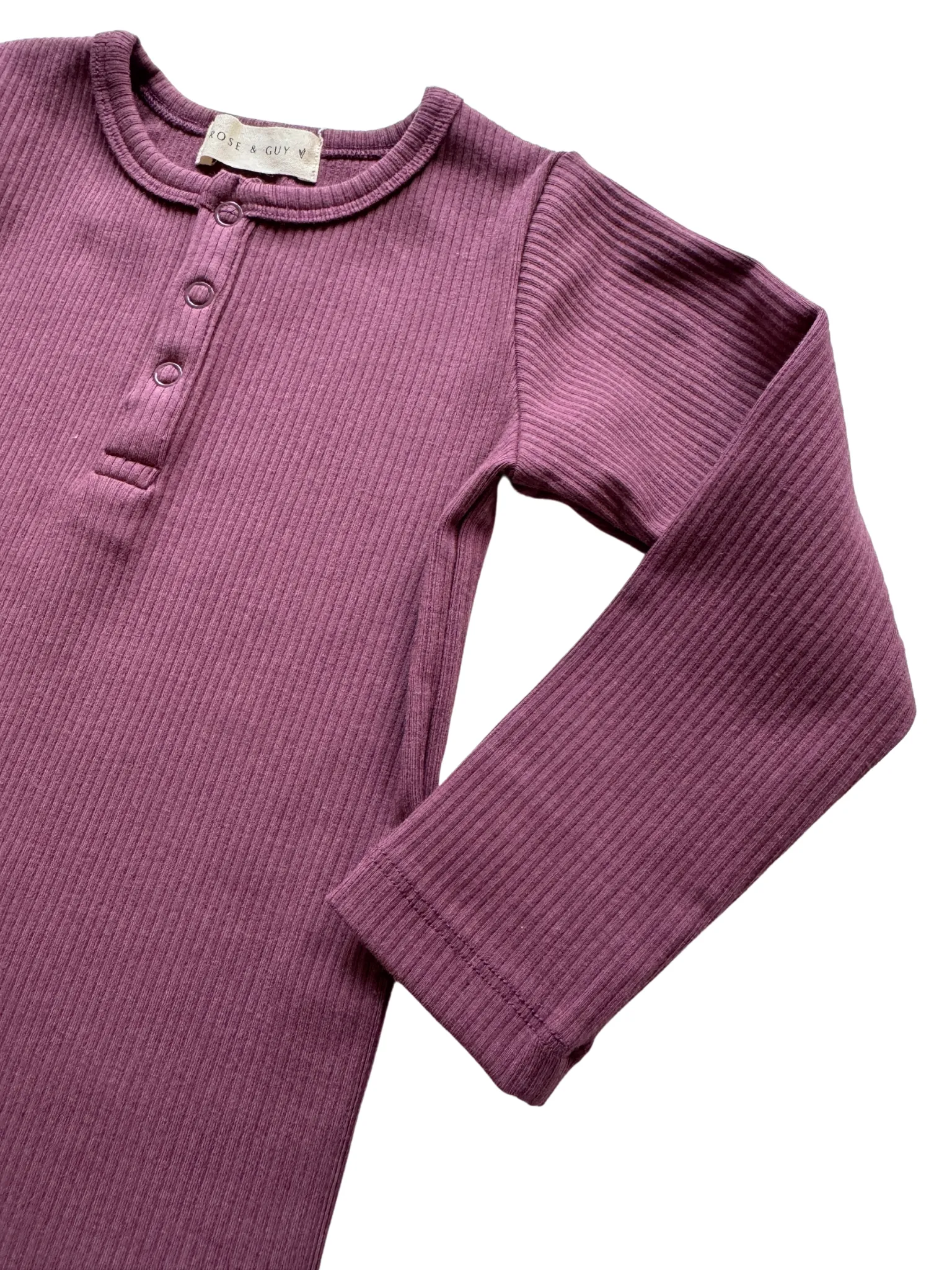 Ribbed Long Sleeve Top in Plum